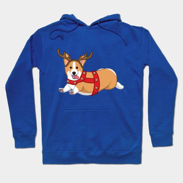 Cute Tan Corgi in Christmas Reindeer Costume Hoodie by csforest